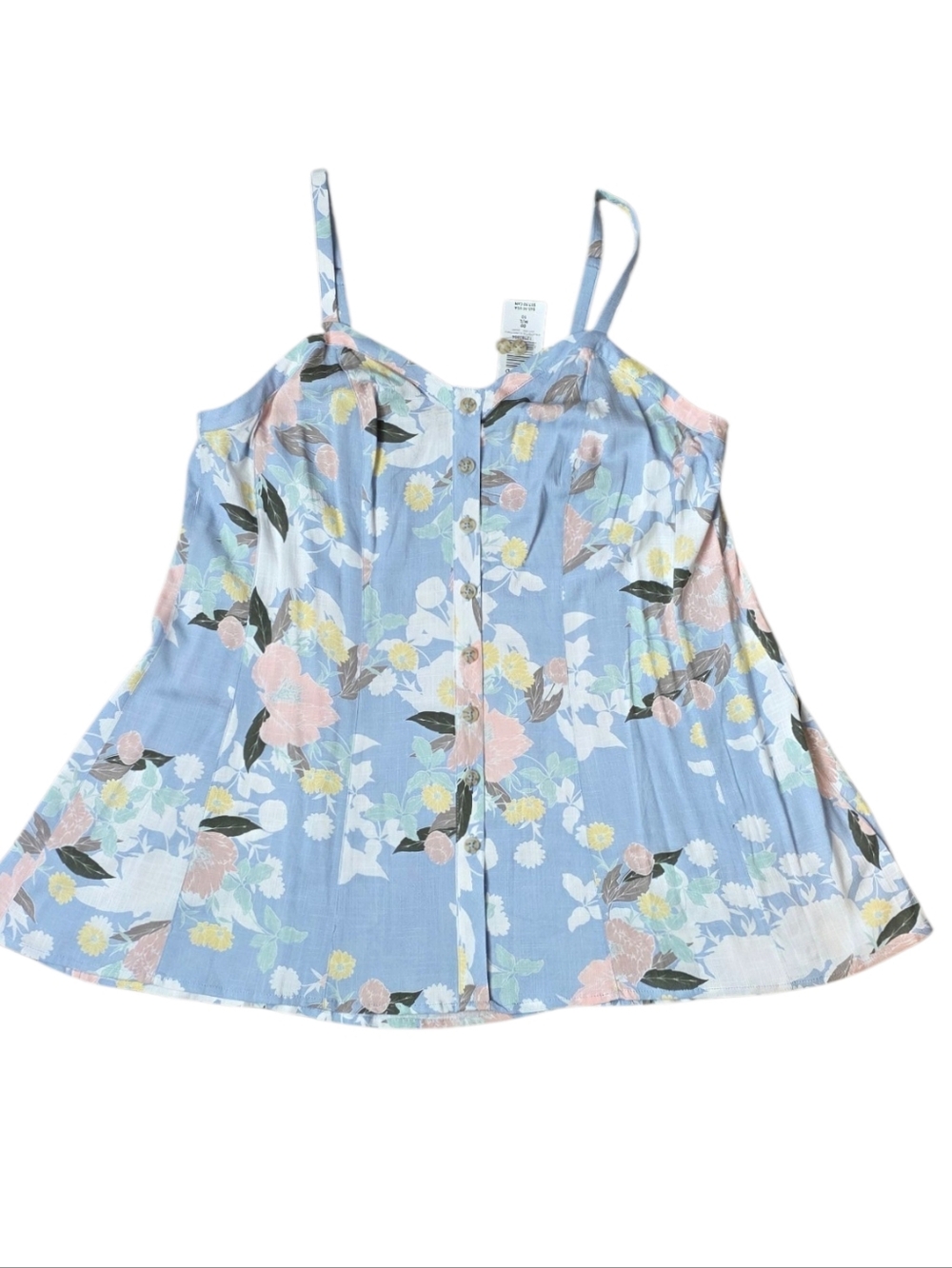 Torrid Blue Fog Floral Button Front Cami Romantic Tank โ Size 00 - M/L - Size 10 - Picture 5 of 17